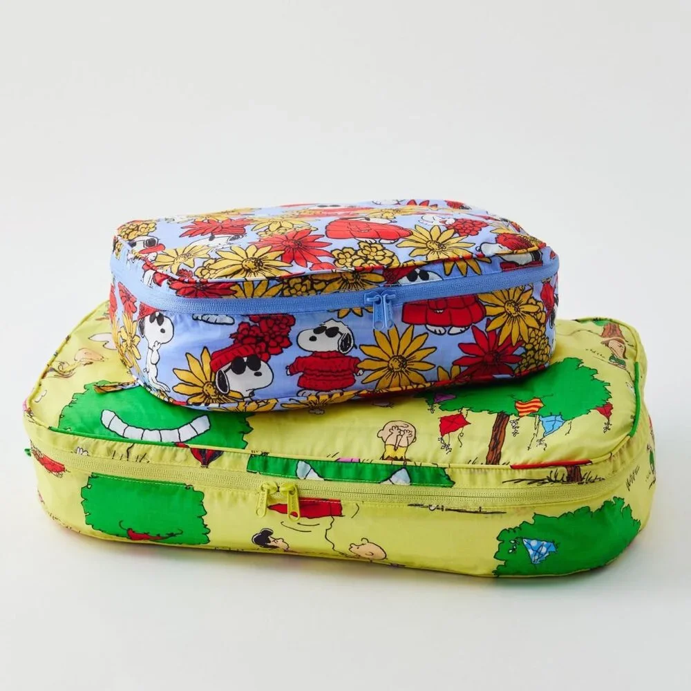 NWT Baggu Large Packing Cube Set - Peanuts (Kite Eating Tree, Floral Snoopy) - Picture 2 of 3